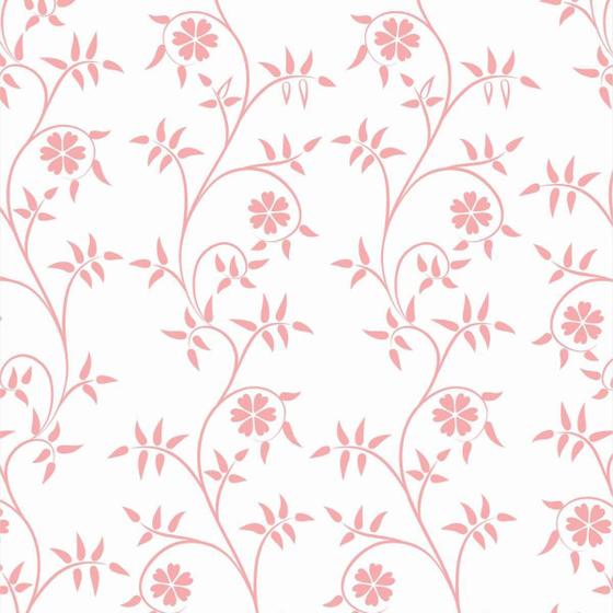 Imagem de Papel De Parede Adesivo Lavável Jardim Ilustrado Rosa 6M