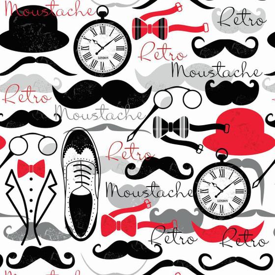 Imagem de Papel De Parede Adesivo Lavável Moustache 9M