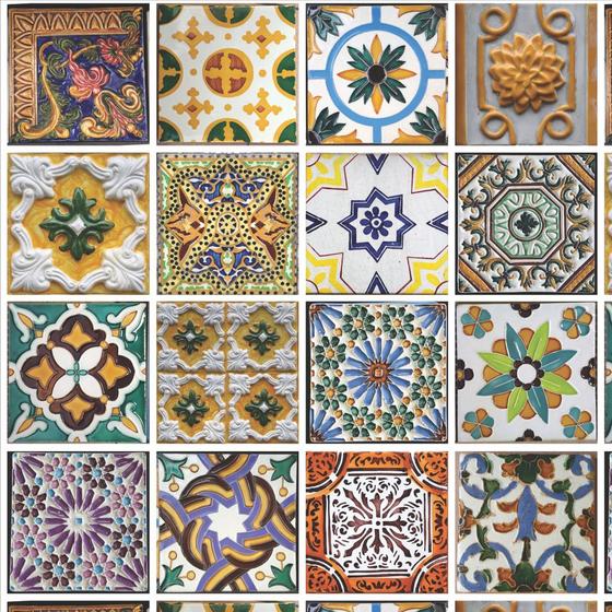 Imagem de Papel de Parede Adesivo Lavável Para Cozinha Banheiro Azulejo Rolo 1m