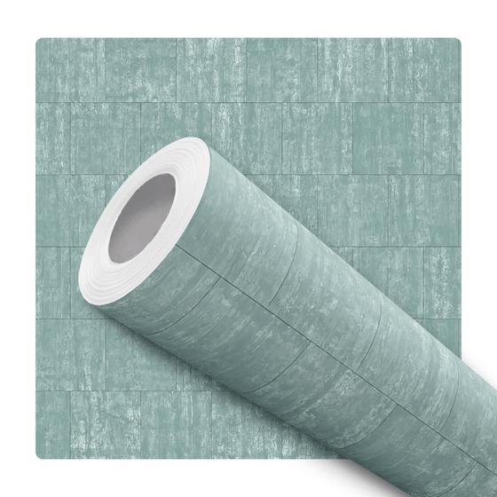 Imagem de Papel De Parede Adesivo Lavável Sala Abstrato Moderno Taco Rustico Verde