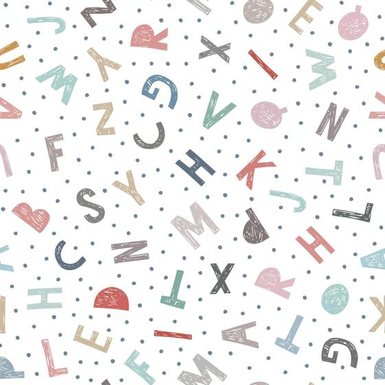 Imagem de Papel De Parede Adesivo Lavável sala Alfabeto ABC Colores 10m