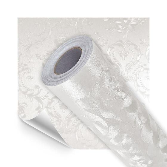 Imagem de Papel de Parede Adesivo Lavavel Textura Arabesco Pérola 500x60cm