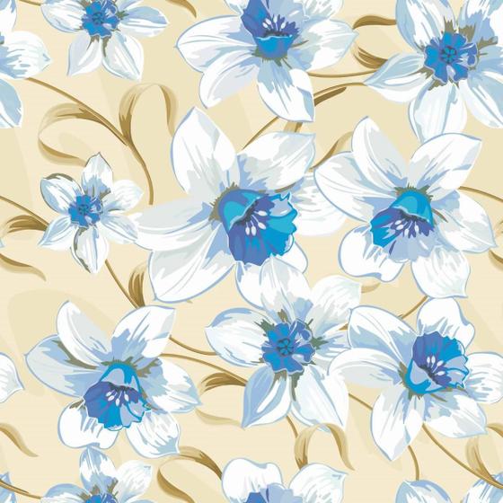 Imagem de Papel De Parede Adesivo Lavável Tulipas Azuis 12M