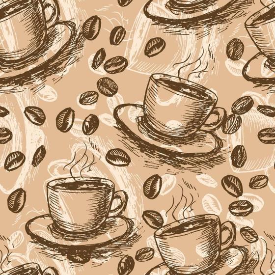 Imagem de Papel De Parede Adesivo Lavável Xícaras De Café Retro 9M