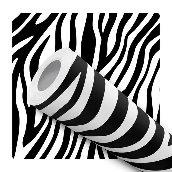 Imagem de Papel De Parede Adesivo Lavável Zebra Animal Print 10m