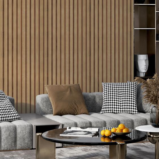 Papel de Parede Adesivo Painel Ripa de Madeira Clara Vertical Moderno ...