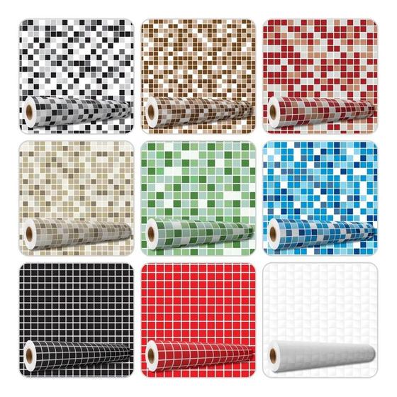 Imagem de Papel De Parede Adesivo Pastilhas Cozinha Banheiro Lavável 10 m x 47cm