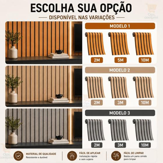 Papel de Parede Adesivo Ripado Autocolante Madeira 2 5 e 10 Metros Decoração - AMSTYLO