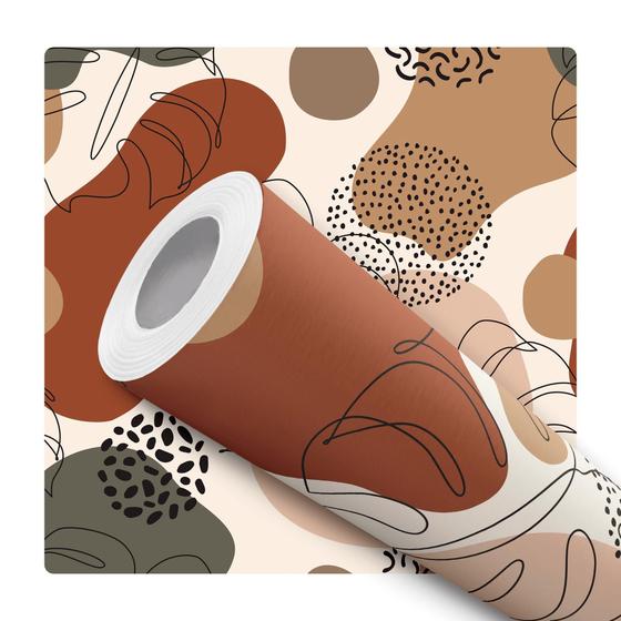 Imagem de Papel de Parede Adesivo Terracota Lineart Minimalista Costela de Adão Moderno Quarto Sala de Estar