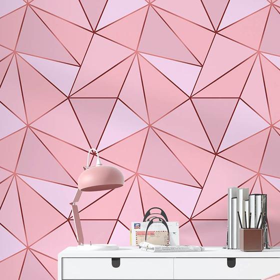 Imagem de Papel De Parede Adesivo Zara Tons de Rosa Com Rosê Gold