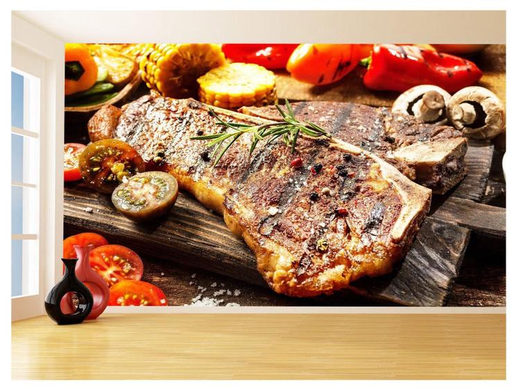 Imagem de Papel De Parede Alimentos Carne Churrasco Bife 3,5M Al286