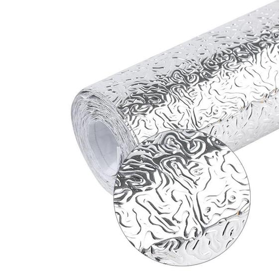 Imagem de Papel de Parede Aluminio Folha Autoadesivo Impermeavel Cozinha Fogao Metalico Adesiva Armario