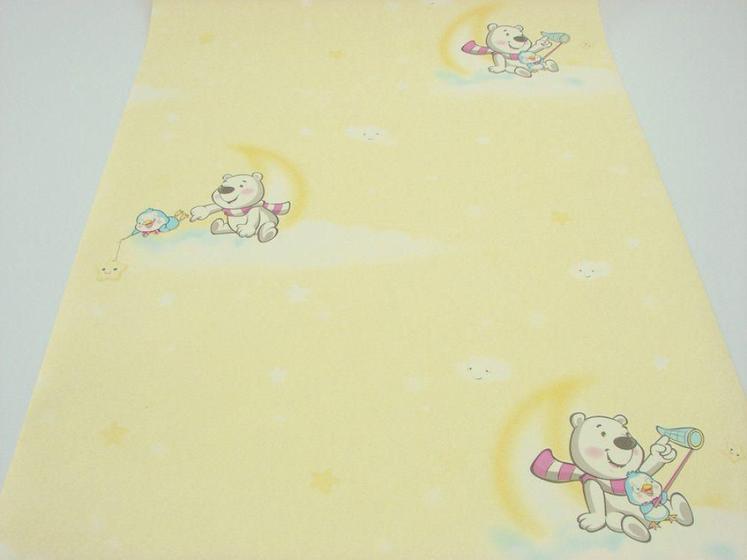 Imagem de Papel de Parede - Amarelo com Desenhos Infantis - Rolo com 10m x 53cm - LMS-PPY-YWC7-LJ1102