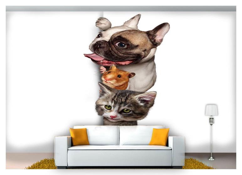 Imagem de Papel De Parede Animais Cachorro Gato Pet 3D Anm162