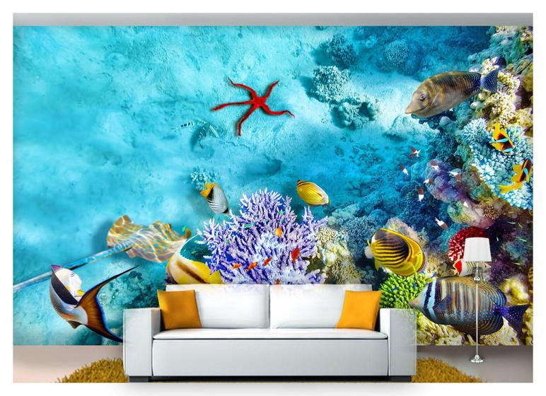 Imagem de Papel De Parede Animais Fundo Do Mar Coral 3D Anm219