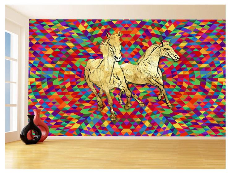 Imagem de Papel De Parede Animais Pop Art Cavalos Cores 3,5M Pxa343