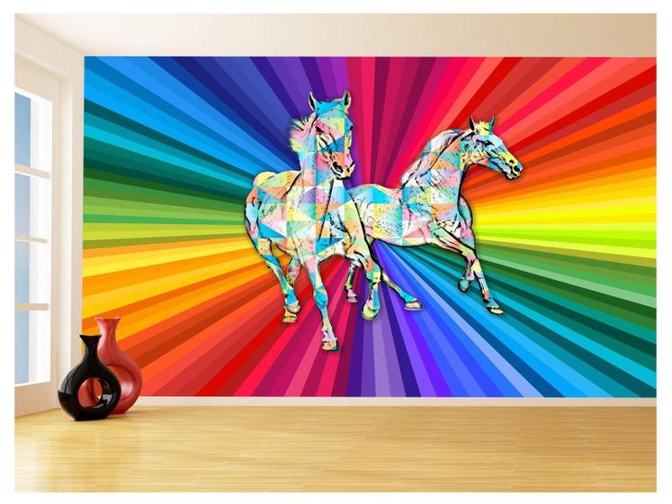 Imagem de Papel De Parede Animais Pop Art Cavalos Cores 3,5M Pxa362