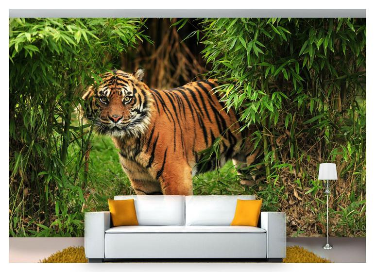 Imagem de Papel De Parede Animais Tigre Floresta 3D Anm201