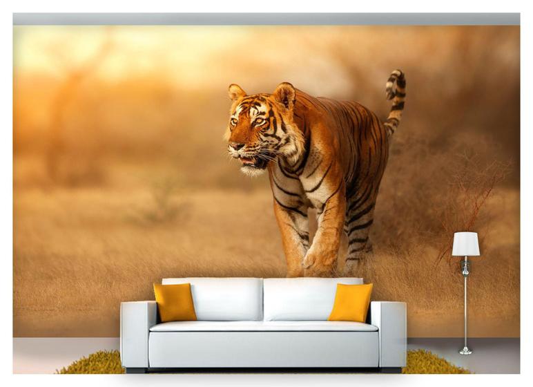 Papel De Parede Animais Tigre Paisagem 3D Anm238 3M² - Você Decora ...