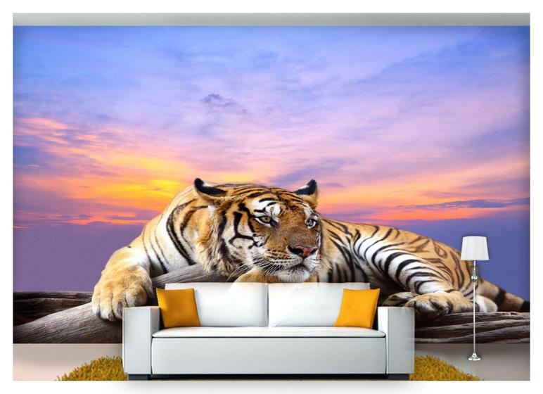 Papel De Parede Animais Tigre Por Do Sol 3D Anm119 - Você Decora ...