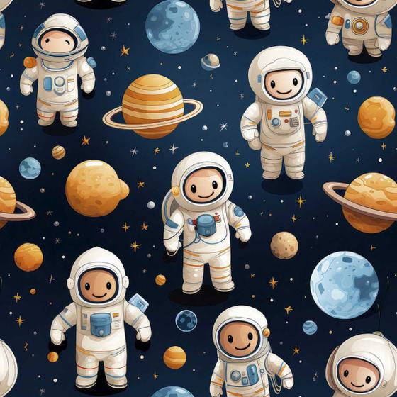 Imagem de Papel de Parede Auto Colante Astronauta Infantil Decorativo vinil Lavavel quarto Menino 12m