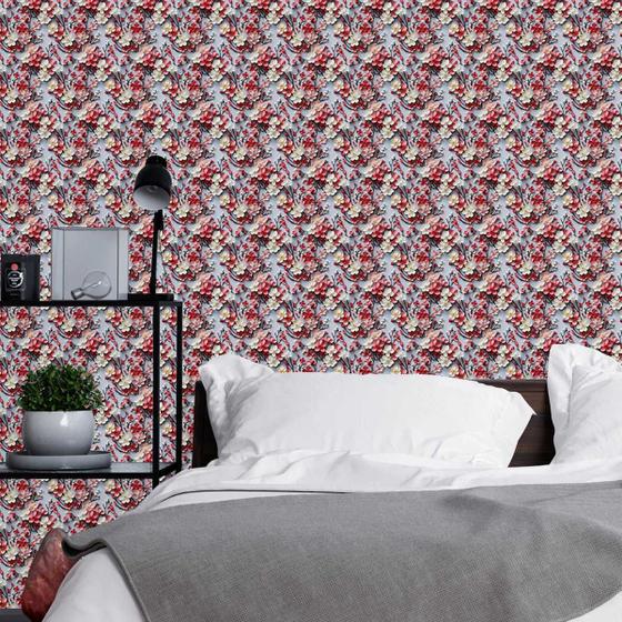 Imagem de Papel de parede Auto Colante floral moderno delicado colorido decorado quarto sala Vinil 3m