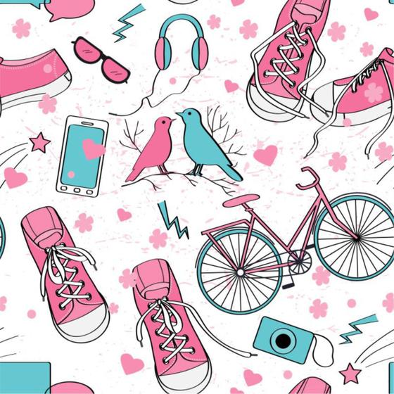 Imagem de Papel De Parede Autocolante Teen Girl Azul E Rosa 3,00m