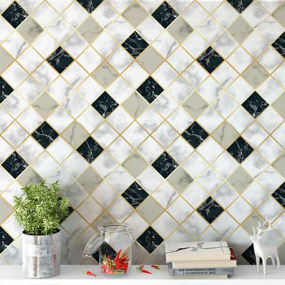 Papel De Parede Azulejo Mármore Menor preço em Papel De Parede Azulejo Mármore