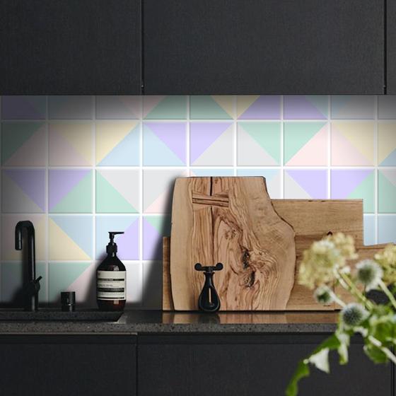 Papel de Parede Azulejo para Cozinha Triângulo Menor preço em Papel de Parede Azulejo para Cozinha Triângulo