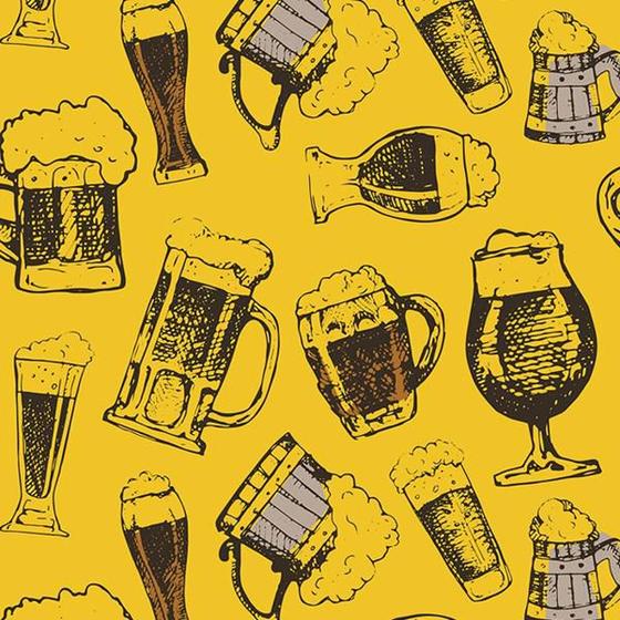 Imagem de Papel de Parede Beer Cerveja Bar Lanchonete Fundo Amarelo