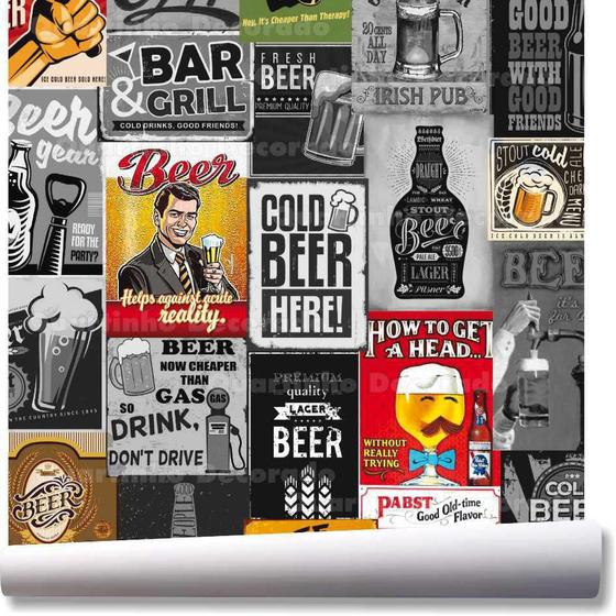Imagem de Papel De Parede Beer Cerveja Vintage Bar Kit 02 Rolos A268