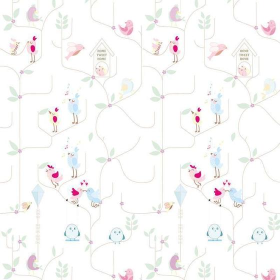 Imagem de Papel De Parede Birds Clean Branco 0,58X1,50M - Autocolante