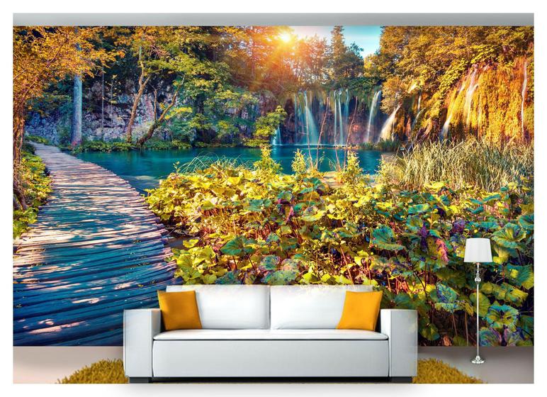 Imagem de Papel De Parede Cachoeira Natureza Ponte 3D 6M² Nch157