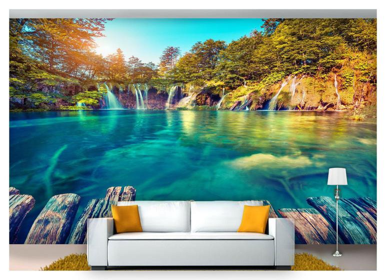 Imagem de Papel De Parede Cachoeira Natureza Ponte 3D Nch158