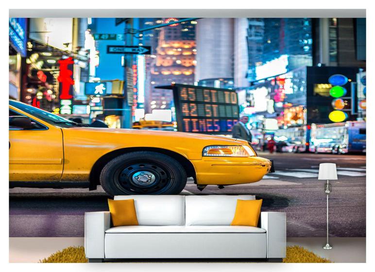 Imagem de Papel De Parede Cidade Time Square Ny Taxi 3D Nc2