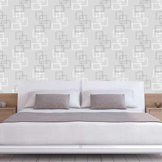Papel De Parede Cinza E Quadrados Branco E Cinza Geométricos - LRP ...