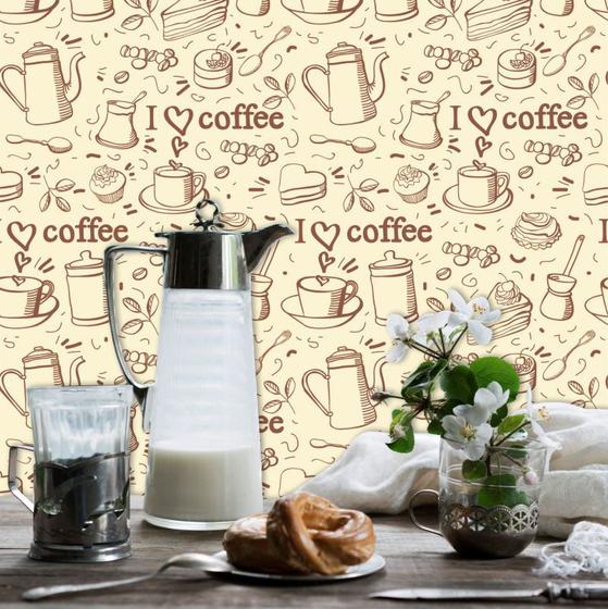Papel de Parede Cozinha Coffe Love Menor preço em Papel de Parede Cozinha Coffe Love