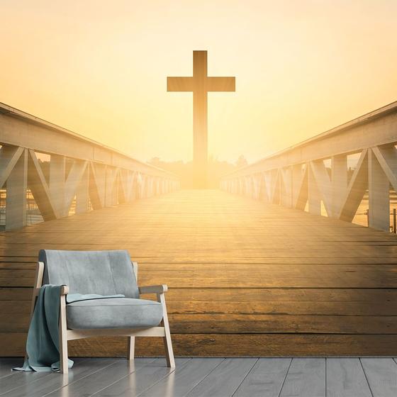Imagem de Papel de Parede Cruz Ponte Religião Igreja Fé Sala Adesivo - 398pcm