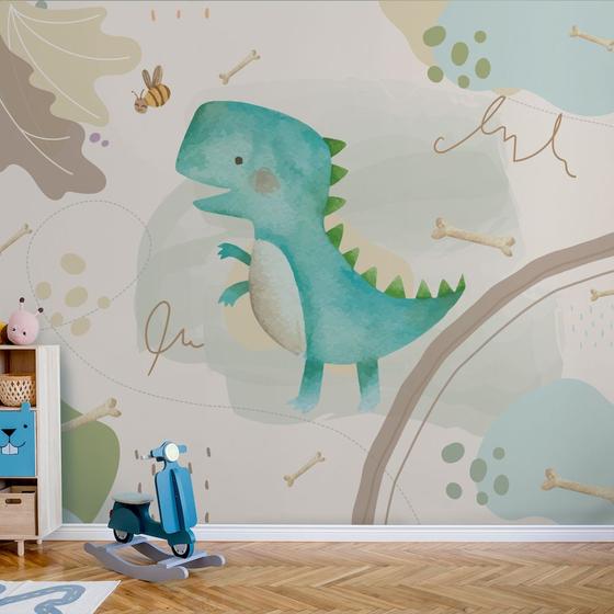 Imagem de Papel de Parede Dinossauro Quarto Infantil Bebê Aquarela 9m²