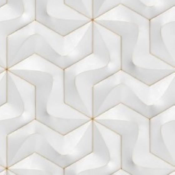 Imagem de Papel De Parede Efeito Gesso 3D Geométrico Fio Gold 1 12M