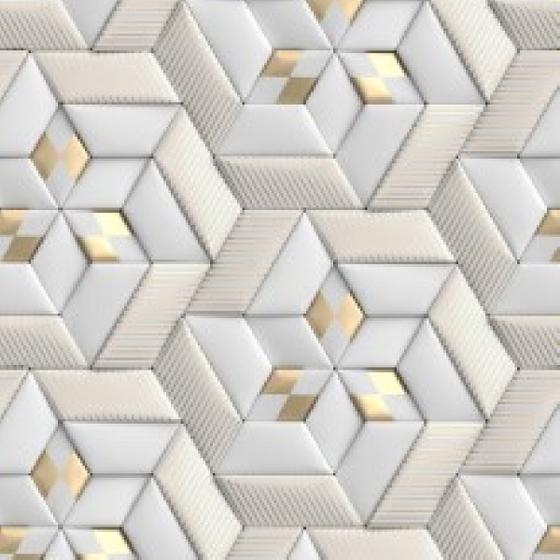 Imagem de Papel de Parede Efeito Gesso 3D Gold Cinza Geometrico 6m