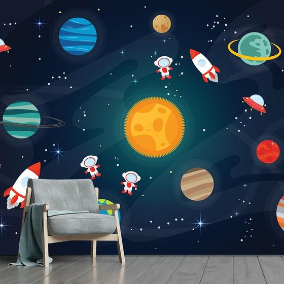 Imagem de Papel de Parede Espaço Planetas Nave Infantil Sala Painel - 372pcp