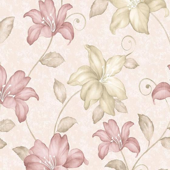 Imagem de Papel De Parede Floral Rose Verde Musgo Para Com Laminação