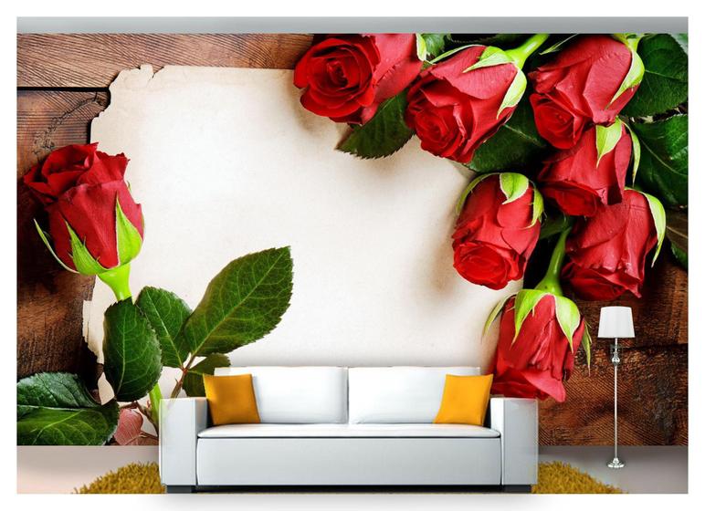 Imagem de Papel De Parede Flores Rosas Romantico 3D Nfl215