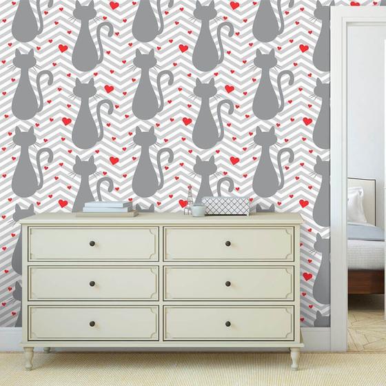 Papel de Parede Gatos Chevron Menor preço em Papel de Parede Gatos Chevron