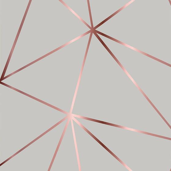 Imagem de Papel De Parede Geométrico Zara Cinza com Detalhes Rose Autocolante Sala Quarto