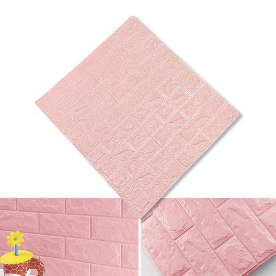 Papel De Parede Grosso Realista 3d Adesivo Espuma Desenho Tijolo Rosa