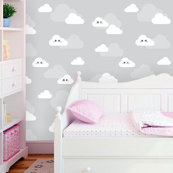 Imagem de Papel de Parede Infantil Nuvens Brancas Encantadas
