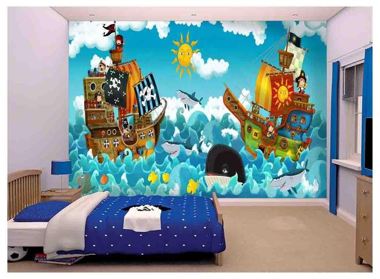 Imagem de Papel De Parede Infantil Piratas Navios Kids Azs62