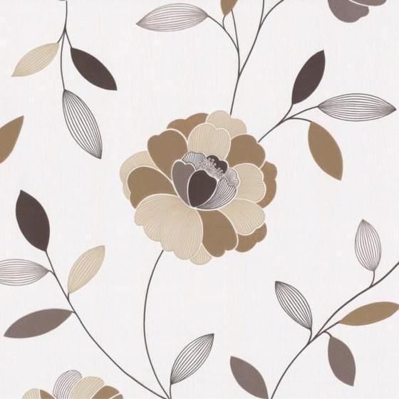 Imagem de Papel De Parede K&G Floral Bege Vinílico Lavável